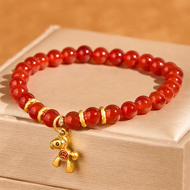 FREE Today: Calm Confidence Year Of The Horse Copper Coins Natural Red Agate Bracelet - image 2