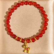 Buddha Stones Year Of The Horse Copper Coins Natural Red Agate Calm Confidence Bracelet - image 3