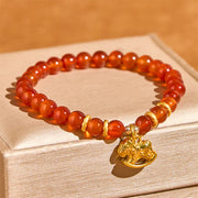 Buddha Stones Year Of The Horse Copper Coins Natural Red Agate Calm Confidence Bracelet - image 9