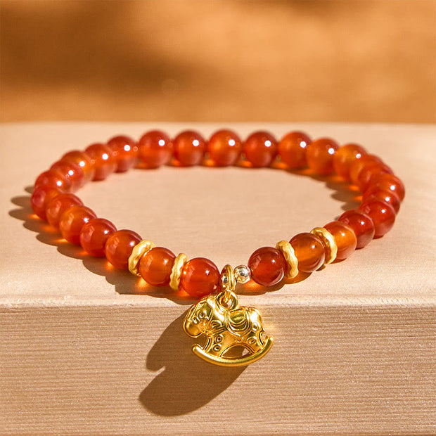 FREE Today: Calm Confidence Year Of The Horse Copper Coins Natural Red Agate Bracelet - Rocking Horse & Red Agate(Wrist Circumference 14-17cm) - image 7