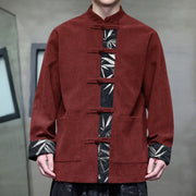 Buddha Stones Fall Bamboo Frog-Button Long Sleeve Men's Corduroy Cotton Jacket With Pockets - image 2