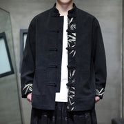 Buddha Stones Fall Bamboo Frog-Button Long Sleeve Men's Corduroy Cotton Jacket With Pockets - image 6