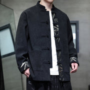 Buddha Stones Fall Bamboo Frog-Button Long Sleeve Men's Corduroy Cotton Jacket With Pockets - image 12