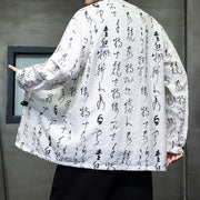 Buddha Stones Spring Fall Calligraphy Frog-Button Long Sleeve Men's Jacket - image 3