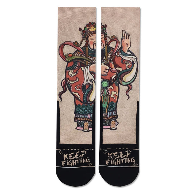 Buddha Stones Casual God Of Wealth Ruyi Handle Micro Crew Men Women Unisex Socks - Linen - M-L(US 7.5-12，EU 40-45，UK/AU 7-11.5，AISA 25.5-28.5cm) - image 10