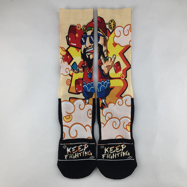 Buddha Stones Casual God Of Wealth Red Envelopes Ingot Micro Crew Men Women Unisex Socks - PapayaWhip - M-L(US 7.5-12，EU 40-45，UK/AU 7-11.5，AISA 25.5-28.5cm) - image 6