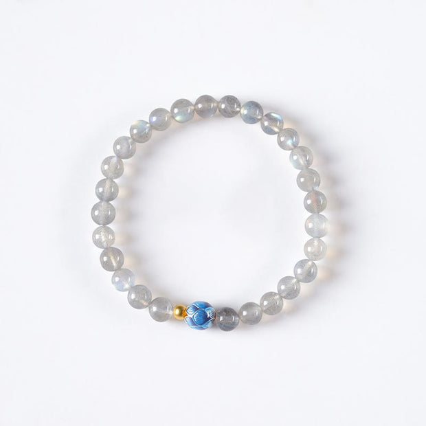 Buddha Stones Natural Moonstone Lotus Love Charming Bracelet - image 7