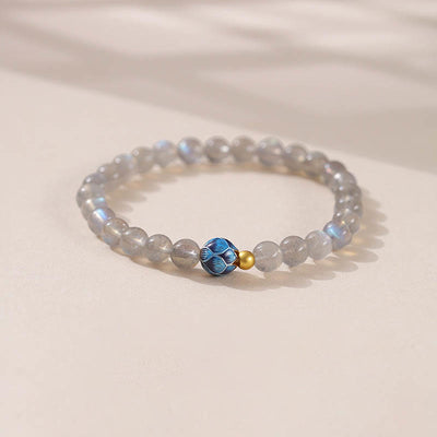 Buddha Stones Natural Moonstone Lotus Love Charming Bracelet - Moonstone & Lotus(Wrist Circumference: 15-16cm) - image 0