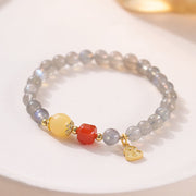 Buddha Stones Natural Moonstone Lotus Love Charming Bracelet - Moonstone & South Red Agate(Wrist Circumference: 15-16cm) - image 10