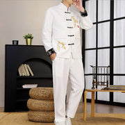 Buddha Stones 2Pcs Tang Suit Bamboo Frog-Button Men's Long Sleeve Shirt Pants Clothing Set - image 12