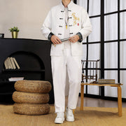 Buddha Stones 2Pcs Tang Suit Bamboo Frog-Button Men's Long Sleeve Shirt Pants Clothing Set - image 11