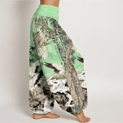 Buddha Stones Pure Cotton Mountains River Cranes Clouds Pattern Women's Elastic Waist Harem Pants - image 7