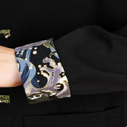 Buddha Stones 2Pcs Tang Suit Frog-Button Men's Waves Long Sleeve Shirt Pants Clothing Set - image 20