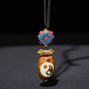 FREE Today: Power Blessing Tibetan Yin Yang Bagua Design Nine-eye Dzi Agate Necklace Pendant - Agate - image 0