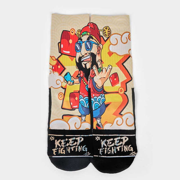 Buddha Stones Casual God Of Wealth Red Envelopes Ingot Micro Crew Men Women Unisex Socks - image 7
