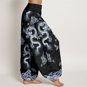 Buddha Stones Pure Cotton Dragon And Cloud Pattern Women's Elastic Waist Harem Pants - image 7