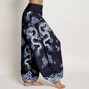 Buddha Stones Pure Cotton Dragon And Cloud Pattern Women's Elastic Waist Harem Pants - image 10