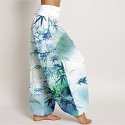 Buddha Stones Pure Cotton Bamboo Leaves Mountain Pattern Women's Elastic Waist Harem Pants - image 10