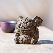 Buddha Stones Handmade Gold Swallowing Beast Iron Powder Rust Cast Resin Statue Home Decoration - image 13