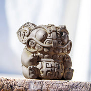 Buddha Stones Handmade Gold Swallowing Beast Iron Powder Rust Cast Resin Statue Home Decoration - image 4