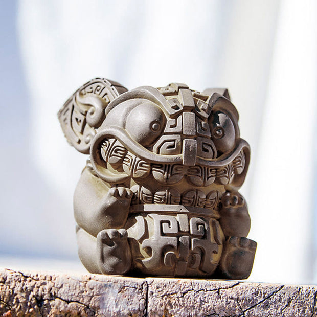 Buddha Stones Handmade Gold Swallowing Beast Iron Powder Rust Cast Resin Statue Home Decoration - image 4