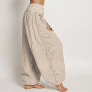 Buddha Stones Women's Pure Cotton Phoenix Auspicious Cloud Pattern Elastic Waist Harem Pants - image 12