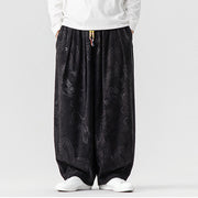 Buddha Stones Winter Dragon Phoenix Pattern Cotton Corduroy Men's Harem Pants With Pockets - Black - US/UK/AU46，EU56 (5XL) - image 31