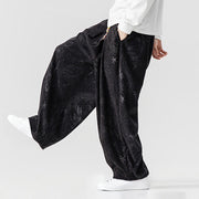 Buddha Stones Winter Dragon Phoenix Pattern Cotton Corduroy Men's Harem Pants With Pockets - image 37