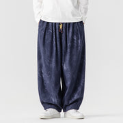 Buddha Stones Winter Dragon Phoenix Pattern Cotton Corduroy Men's Harem Pants With Pockets - DarkSlateBlue - US/UK/AU46，EU56 (5XL) - image 16