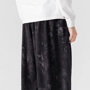 Buddha Stones Winter Dragon Phoenix Pattern Cotton Corduroy Men's Harem Pants With Pockets - image 40