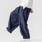 Buddha Stones Winter Dragon Phoenix Pattern Cotton Corduroy Men's Harem Pants With Pockets - image 23