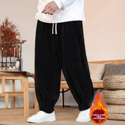 Buddha Stones Winter Pure Color Cotton Men's Harem Thickened Fleece-lined Pants With Pockets - Black(Fleece-lined) - US/UK/AU46，EU56 (5XL) - image 27