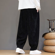 Buddha Stones Winter Pure Color Cotton Men's Harem Thickened Fleece-lined Pants With Pockets - image 14