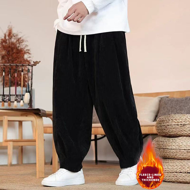 Buddha Stones Winter Pure Color Cotton Men's Harem Thickened Fleece-lined Pants With Pockets - Black(Fleece-lined) - US/UK/AU46，EU56 (5XL) - image 27