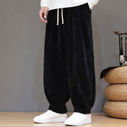Buddha Stones Winter Pure Color Cotton Men's Harem Thickened Fleece-lined Pants With Pockets - image 9