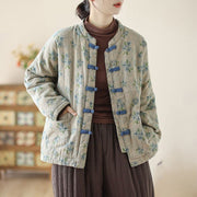 Buddha Stones Women's Long Sleeve Thermal Cotton Printed Florwer Pattern Jacket With Pockets - SteelBlue - US14，UK/AU18，EU46 (2XL) - image 11