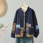 Buddha Stones Ethnic Frog-button Patchwork Women's Thickened Cotton Long Sleeve Jacket With Pockets - Yellow Floral - US8-10，UK/AU12-14，EU40-42 (2XL) - image 5