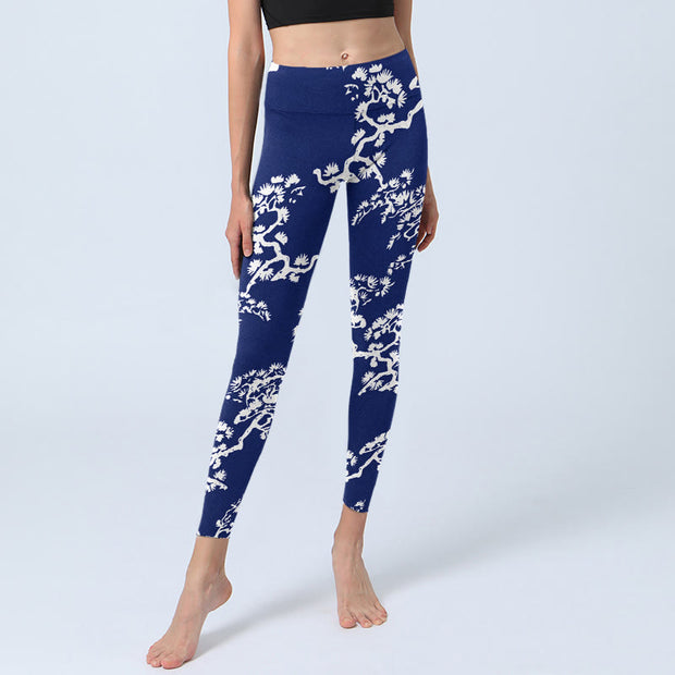 Buddha Stones Pine Tree Silhouette Pattern Print Gym Leggings Women's Yoga Pants - image 5