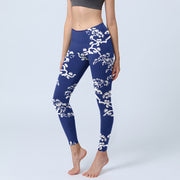 Buddha Stones Pine Tree Silhouette Pattern Print Gym Leggings Women's Yoga Pants - Navy - US18，UK/AU22，EU50 (4XL) - image 0