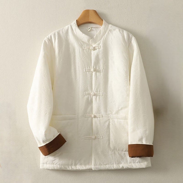 Buddha Stones Women's Solid Color Frog-Button Design Long Sleeve Cotton Jacket With Pockets - Beige - US8-10，UK/AU12-14，EU40-42 (XL) - image 5