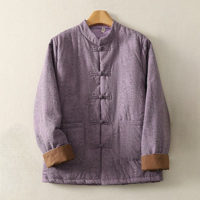 Buddha Stones Women's Solid Color Frog-Button Design Long Sleeve Cotton Jacket With Pockets - MediumOrchid - US8-10，UK/AU12-14，EU40-42 (XL) - image 0