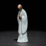 Buddha Stones Meditation Monk Ceramic Statue Serenity Home Decoration - Gray Bowing 2*2*7cm - image 0