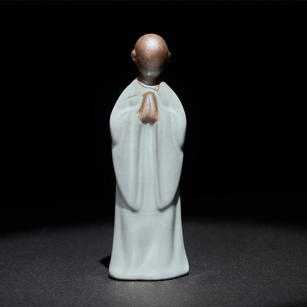 Buddha Stones Meditation Monk Ceramic Statue Serenity Home Decoration - Gray Contemplation 3*3*9.5cm - image 8