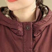 Buddha Stones Plaid Hoodie Pattern Women's Long Sleeve Cotton Thickened Jacket With Pockets - image 9