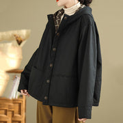 Buddha Stones Plaid Hoodie Pattern Women's Long Sleeve Cotton Thickened Jacket With Pockets - image 15