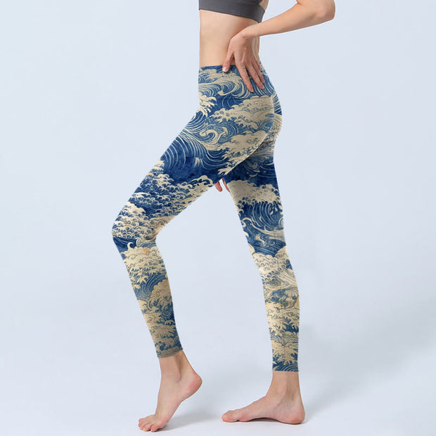 Buddha Stones Ocean Waves Pattern Print Gym Leggings Women's Yoga Pants - image 2