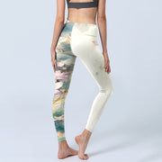 Buddha Stones Lotus Petals Leaves Pattern Print Gym Leggings Women's Yoga Pants - image 3