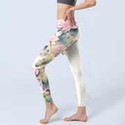 Buddha Stones Lotus Petals Leaves Pattern Print Gym Leggings Women's Yoga Pants - image 2