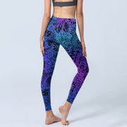 Buddha Stones Flowers And Leaves Pattern Print Gym Leggings Women's Yoga Pants - image 3