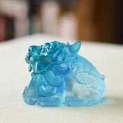 Buddha Stones Handmade Liuli Crystal Gold Swallowing PiXiu Art Piece Home Decoration - image 9